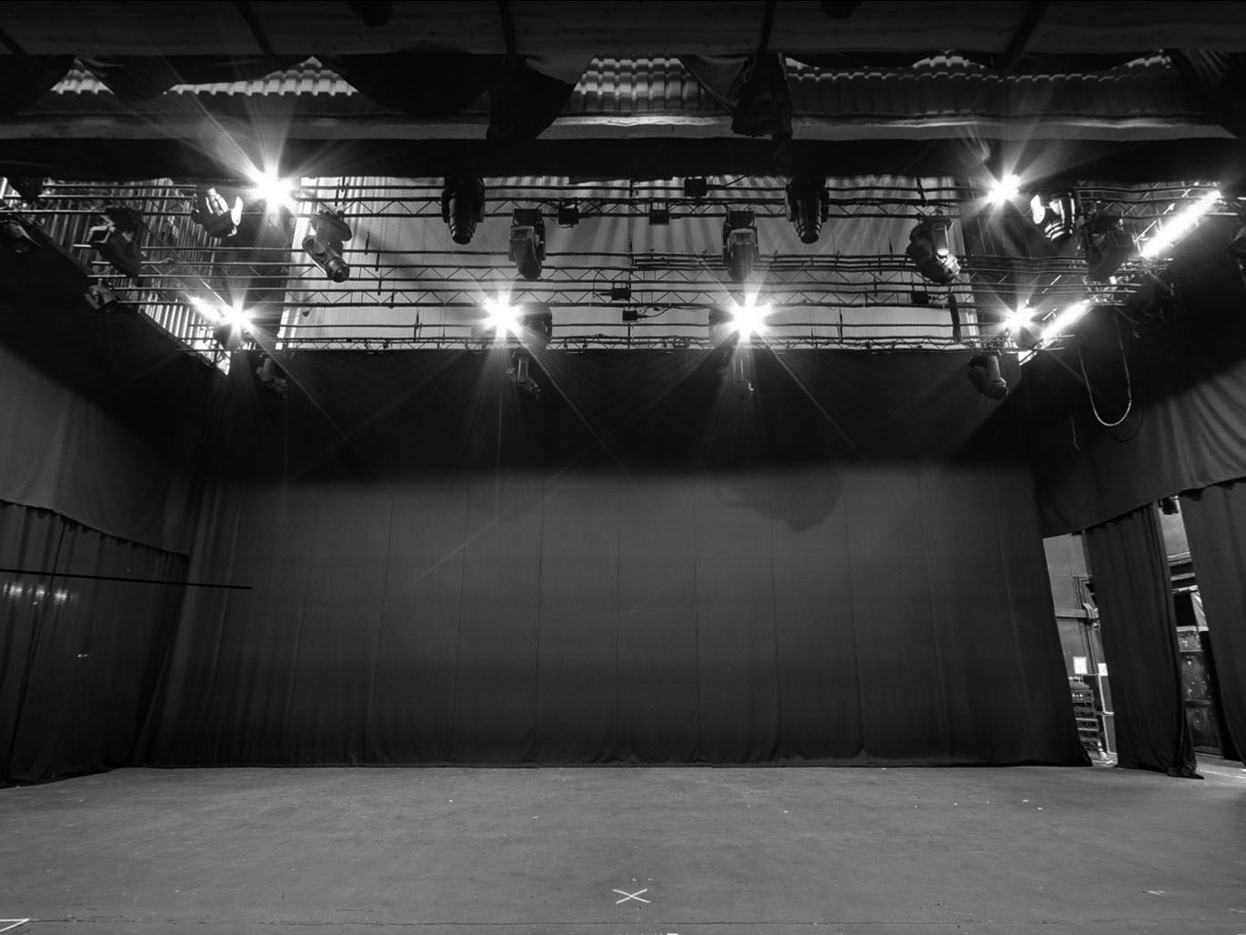 Theatre lights and backdrop